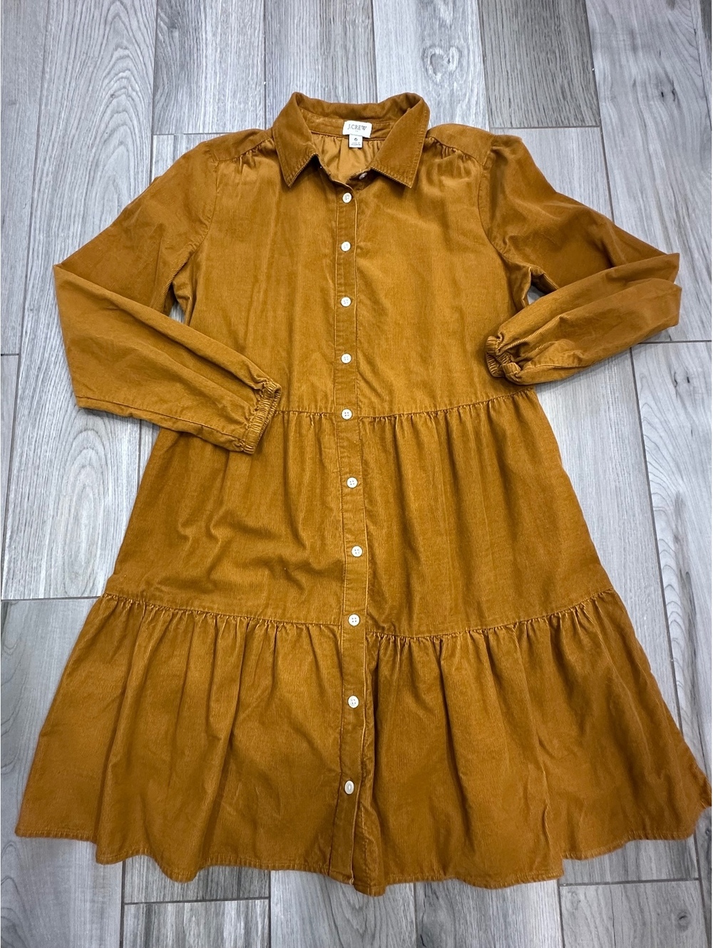 J.Crew Mustard Corduroy Button-Down Dress Size 6